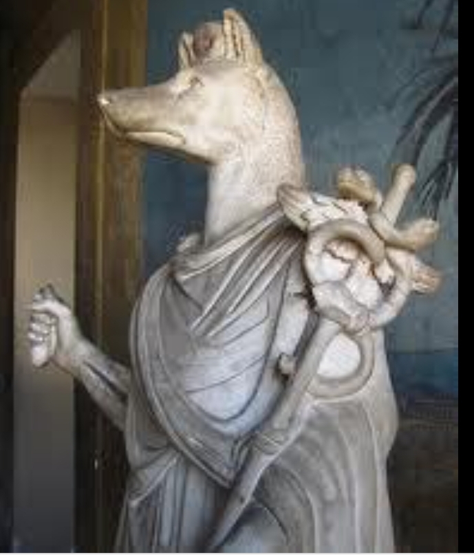 Egyptian Anubis with the Serpent Staff of Healing